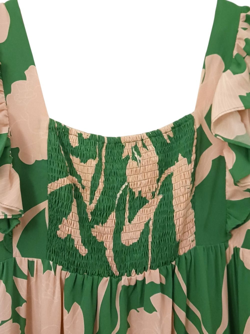 Floral Tiered Maxi Dress With Smocking -Large- Like New-$168 Retail - Picture 6 of 9